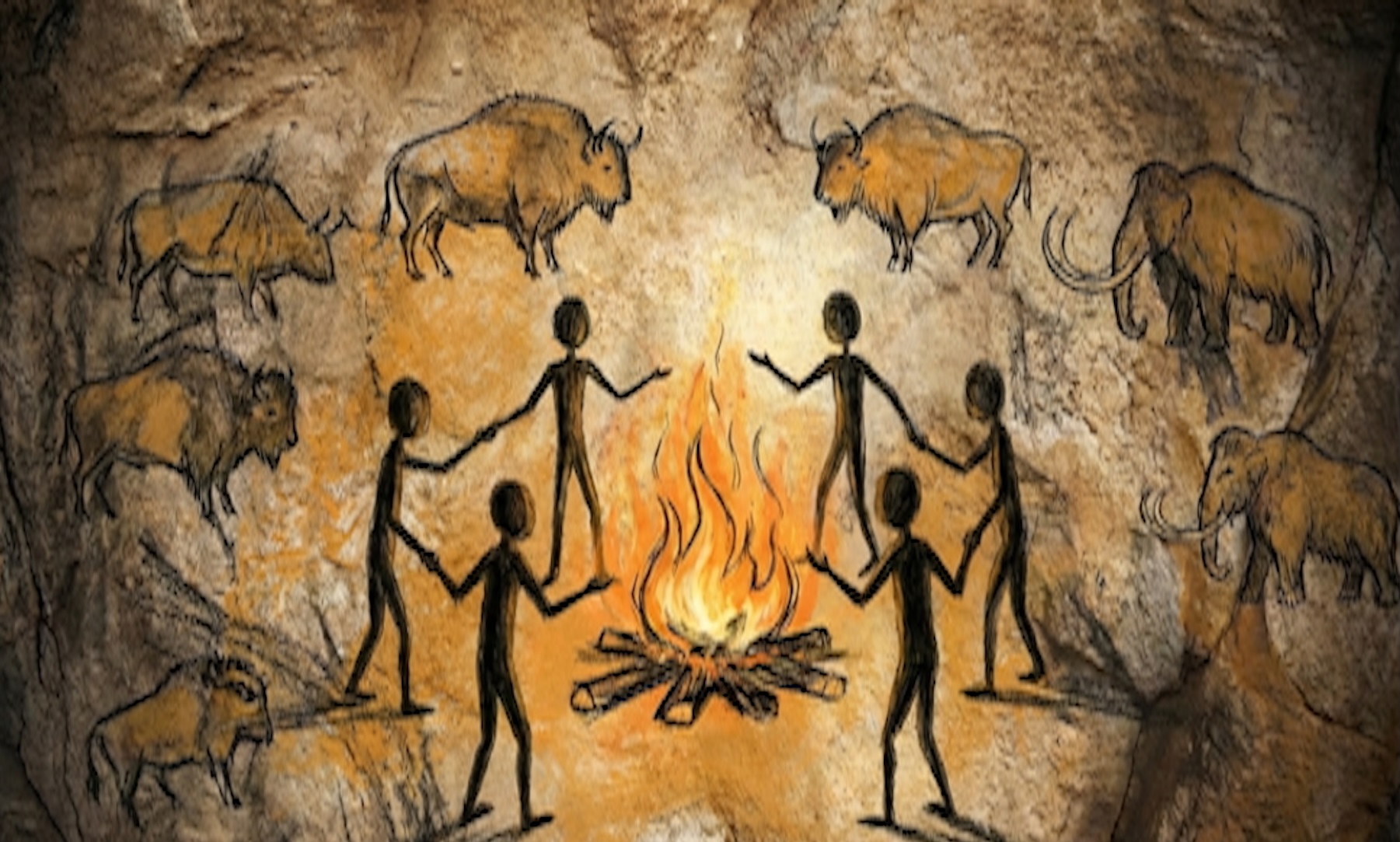 Fire painting on cave wall — pattern recognition across time