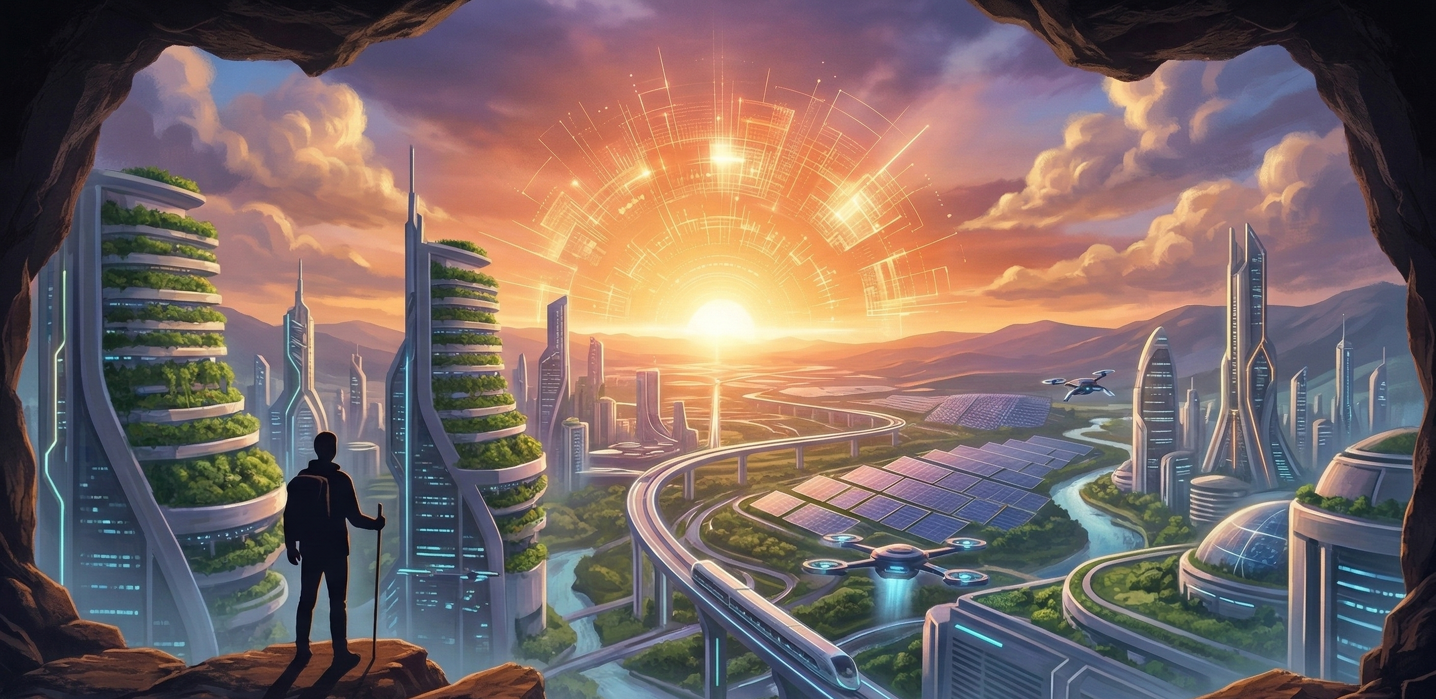 A visualization of looking at the new expanse of potential that AI presents